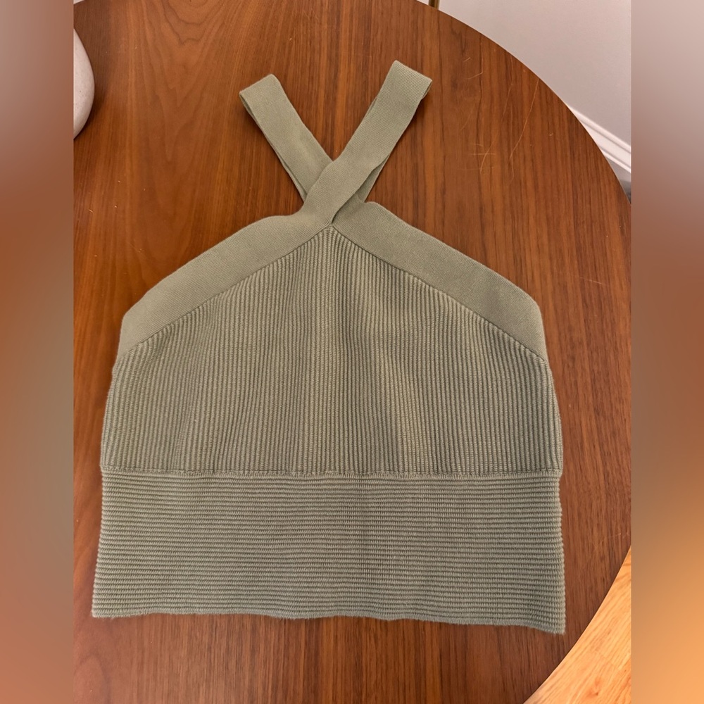 Abercrombie Ottoman Halter Neck Tank Top in Sage Green Size L